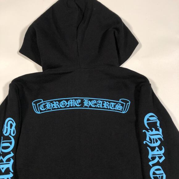 Chrome Hearts Kids Blue Scroll Zip Up Hoodie Sweater Black/Blue size 4T B33 - Picture 10 of 11
